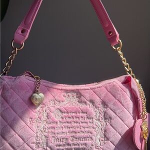 Juicy Couture Pink Quilted Shoulder Bag with Heart Charm
